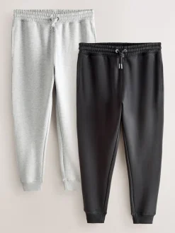 Joggingbroeken*Next - Slim Fit Brushback Heavyweight 2 Pack Joggers Zwart/grijs gemêleerd