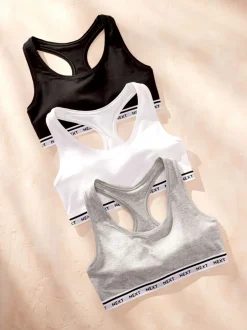 Beha's|Sportkleding|Next - Gewatteerde cropped tops met ultiem comfort Zwart/grijs gemêleerd/wit
