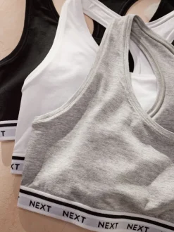 Beha's|Sportkleding|Next - Gewatteerde cropped tops met ultiem comfort Zwart/grijs gemêleerd/wit
