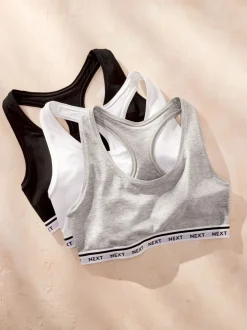 Beha's|Sportkleding|Next - Gewatteerde cropped tops met ultiem comfort Zwart/grijs gemêleerd/wit