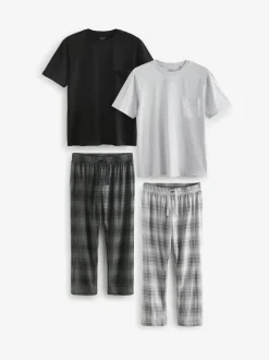 Pyjama's*Next - 2 jersey pyjama's Zwart/grijs geruit