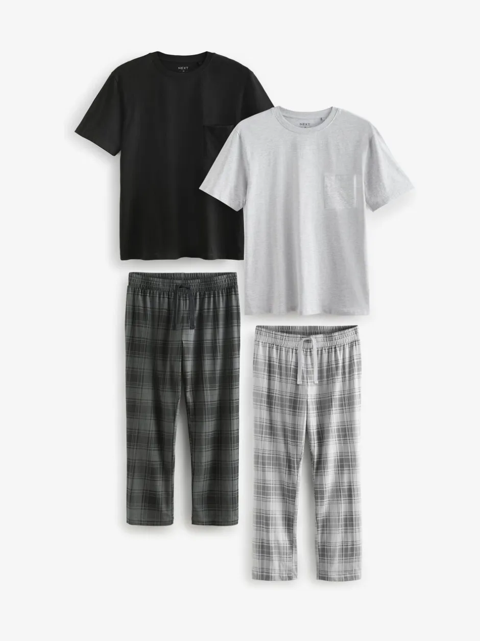 Pyjama's*Next - 2 jersey pyjama's Zwart/grijs geruit
