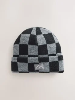 Mutsen, Handschoenen En Sjaals*Next - Beanie-muts (1-16jaar) Zwart/grijs geruit