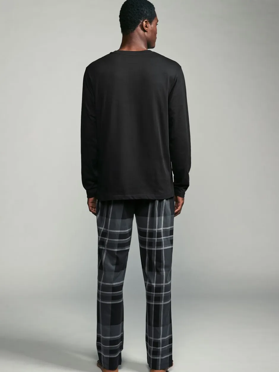 Pyjama's|Next - Pyjamaset met lange mouwen van 100% katoen Zwart/grijs geruit