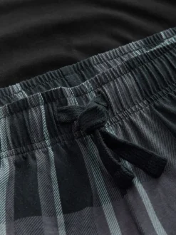 Pyjama's|Next - Pyjamaset met lange mouwen van 100% katoen Zwart/grijs geruit