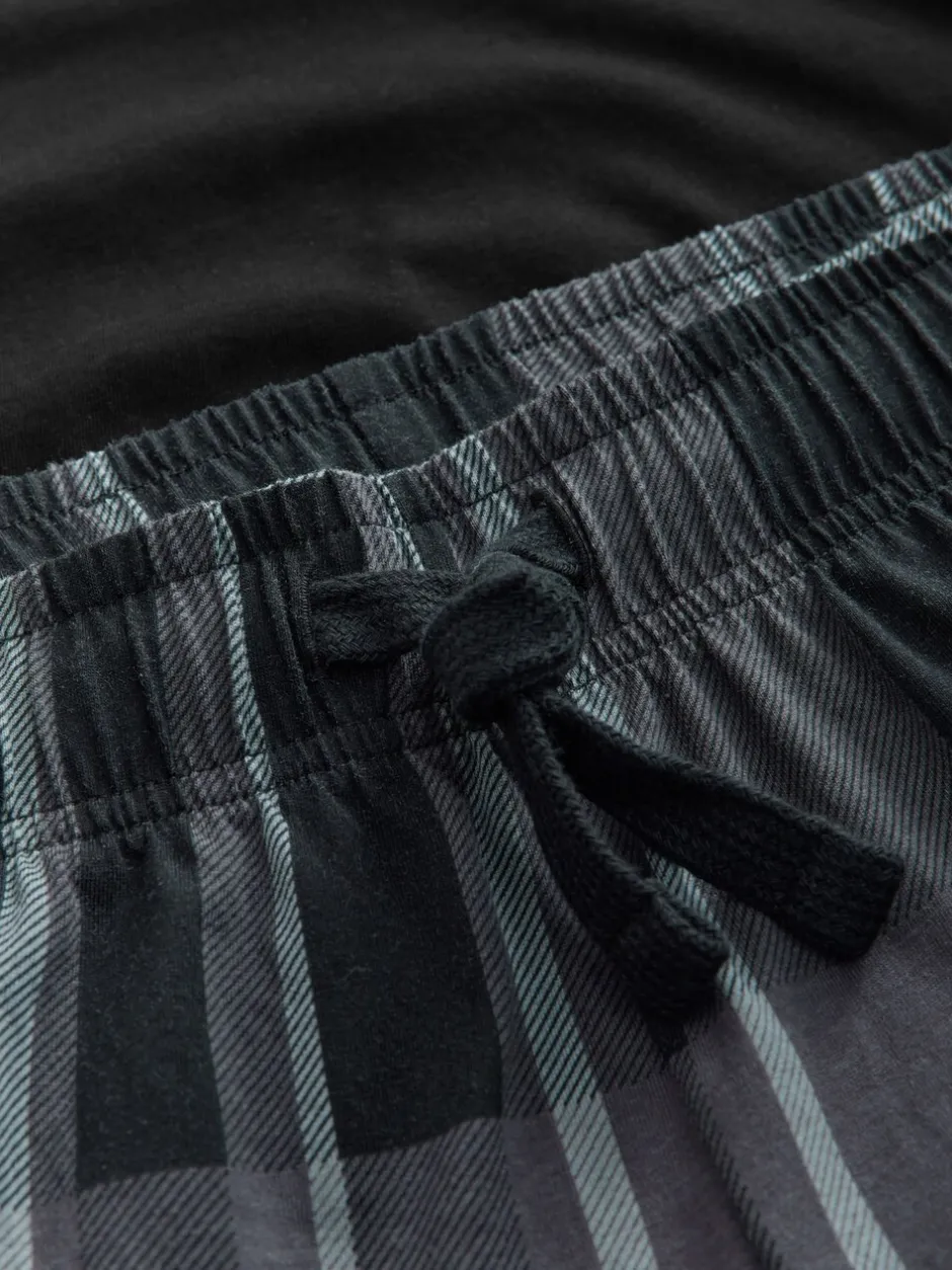 Pyjama's|Next - Pyjamaset met lange mouwen van 100% katoen Zwart/grijs geruit