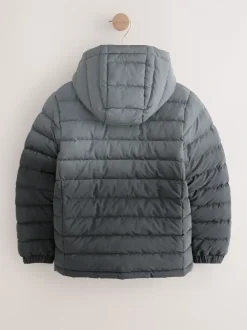 Schoolkleding|Jassen En Jacks|Next Zwart/grijs reflecterend - Halfzwaar gewatteerd jack met capuchon (3-17 jr)