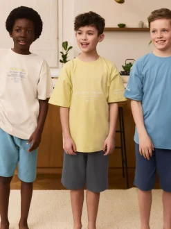 Pyjama's|Nachtkleding En Pyjama's*Next Zwart/grijs/geel - Set van 3 pyjama's met short (3-16 jr)