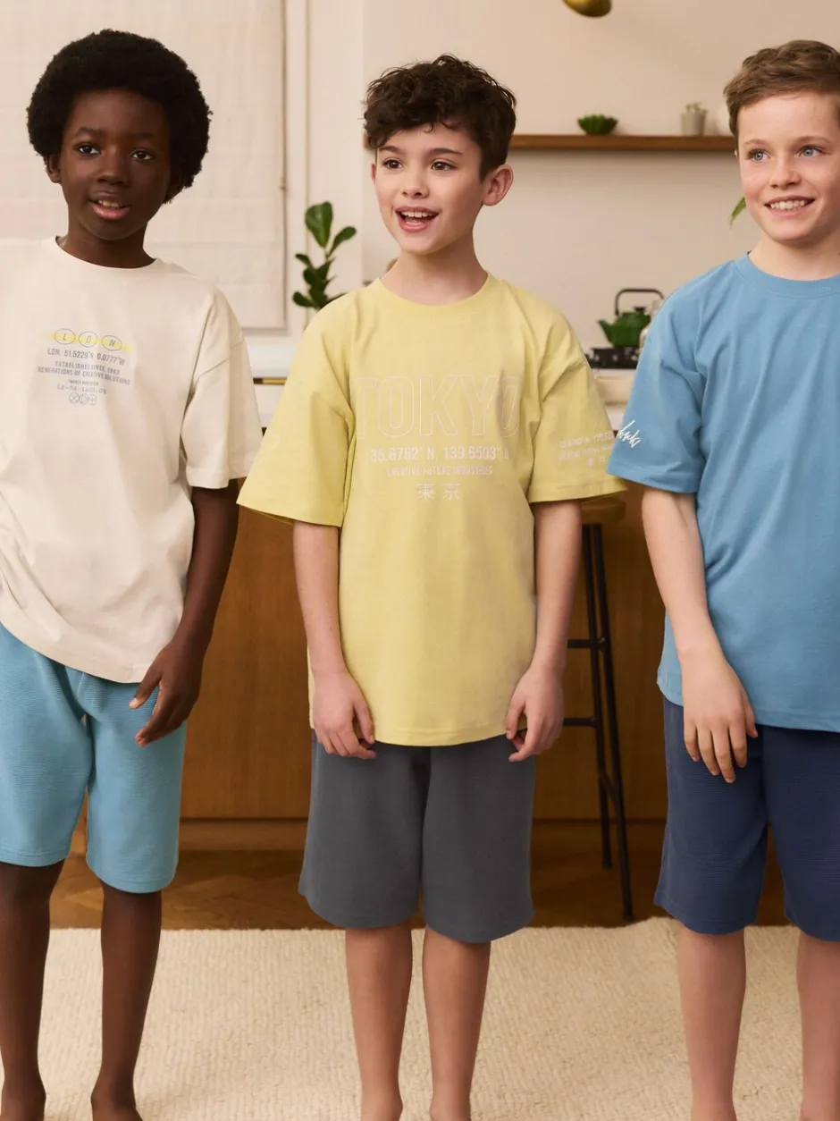 Pyjama's|Nachtkleding En Pyjama's*Next Zwart/grijs/geel - Set van 3 pyjama's met short (3-16 jr)