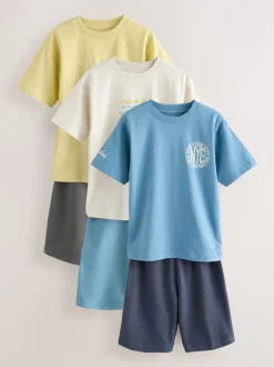 Pyjama's|Nachtkleding En Pyjama's*Next Zwart/grijs/geel - Set van 3 pyjama's met short (3-16 jr)