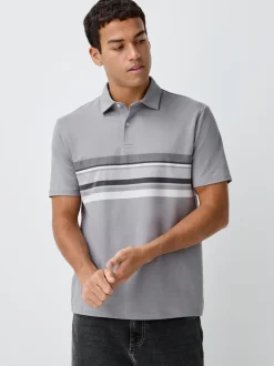 Poloshirts|Next Zwart/grijs/naturel blok - Set van 3 jersey poloshirts met korte mouwen
