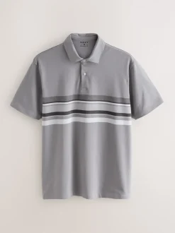 Poloshirts|Next Zwart/grijs/naturel blok - Set van 3 jersey poloshirts met korte mouwen
