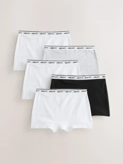 Alle Ondergoed|Next Zwart/grijs/wit - Short Briefs 5 Pack (2-16yrs)
