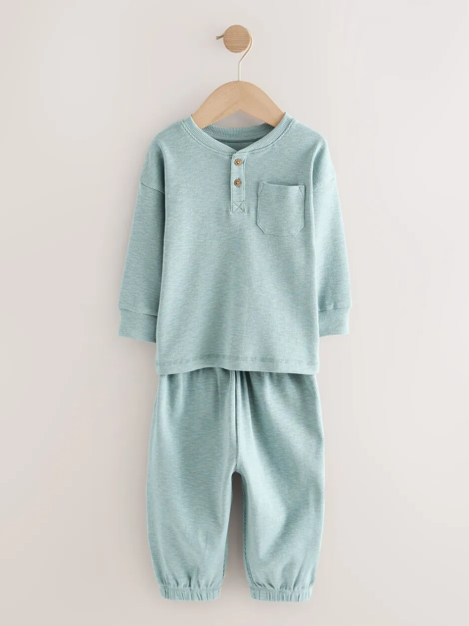 Pyjama's|Nachtkleding En Pyjama's*Next Zwart/grijze geribbelde grandad - Verpakking van 3 oversized pyjama's 3 (9mnd -12jr)
