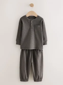 Pyjama's|Nachtkleding En Pyjama's*Next Zwart/grijze geribbelde grandad - Verpakking van 3 oversized pyjama's 3 (9mnd -12jr)