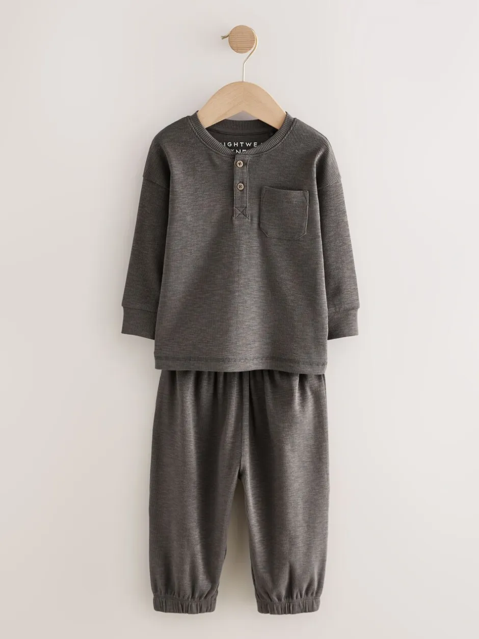 Pyjama's|Nachtkleding En Pyjama's*Next Zwart/grijze geribbelde grandad - Verpakking van 3 oversized pyjama's 3 (9mnd -12jr)