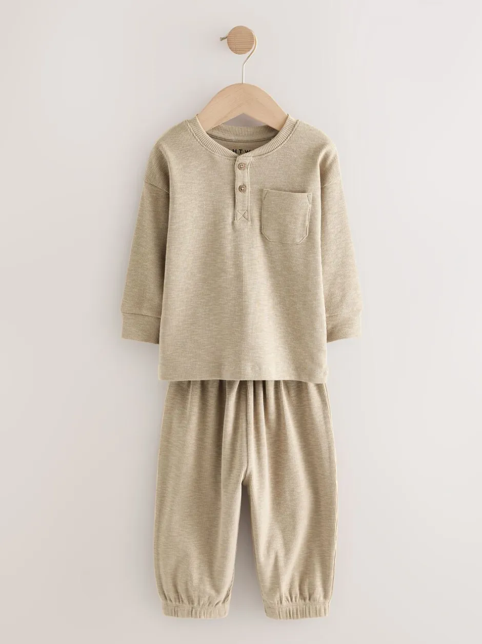 Pyjama's|Nachtkleding En Pyjama's*Next Zwart/grijze geribbelde grandad - Verpakking van 3 oversized pyjama's 3 (9mnd -12jr)