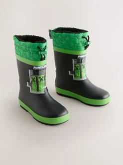 Laarzen|Next Zwart/groen - Minecraft Warm Lined Cuff Wellies