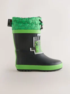 Laarzen|Next Zwart/groen - Minecraft Warm Lined Cuff Wellies