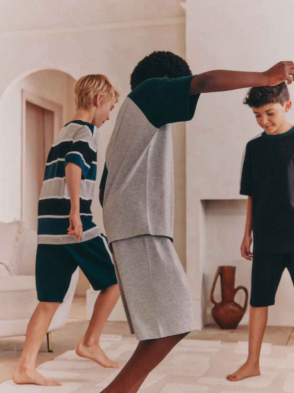 Pyjama's|Next - Set van 3 pyjama's met short (3-16 jr) Zwart/groen