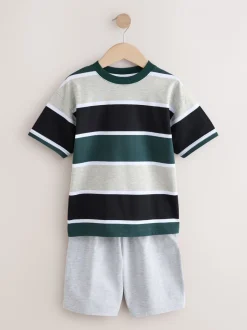 Pyjama's|Next - Set van 3 pyjama's met short (3-16 jr) Zwart/groen