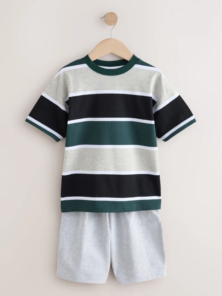 Pyjama's|Next - Set van 3 pyjama's met short (3-16 jr) Zwart/groen