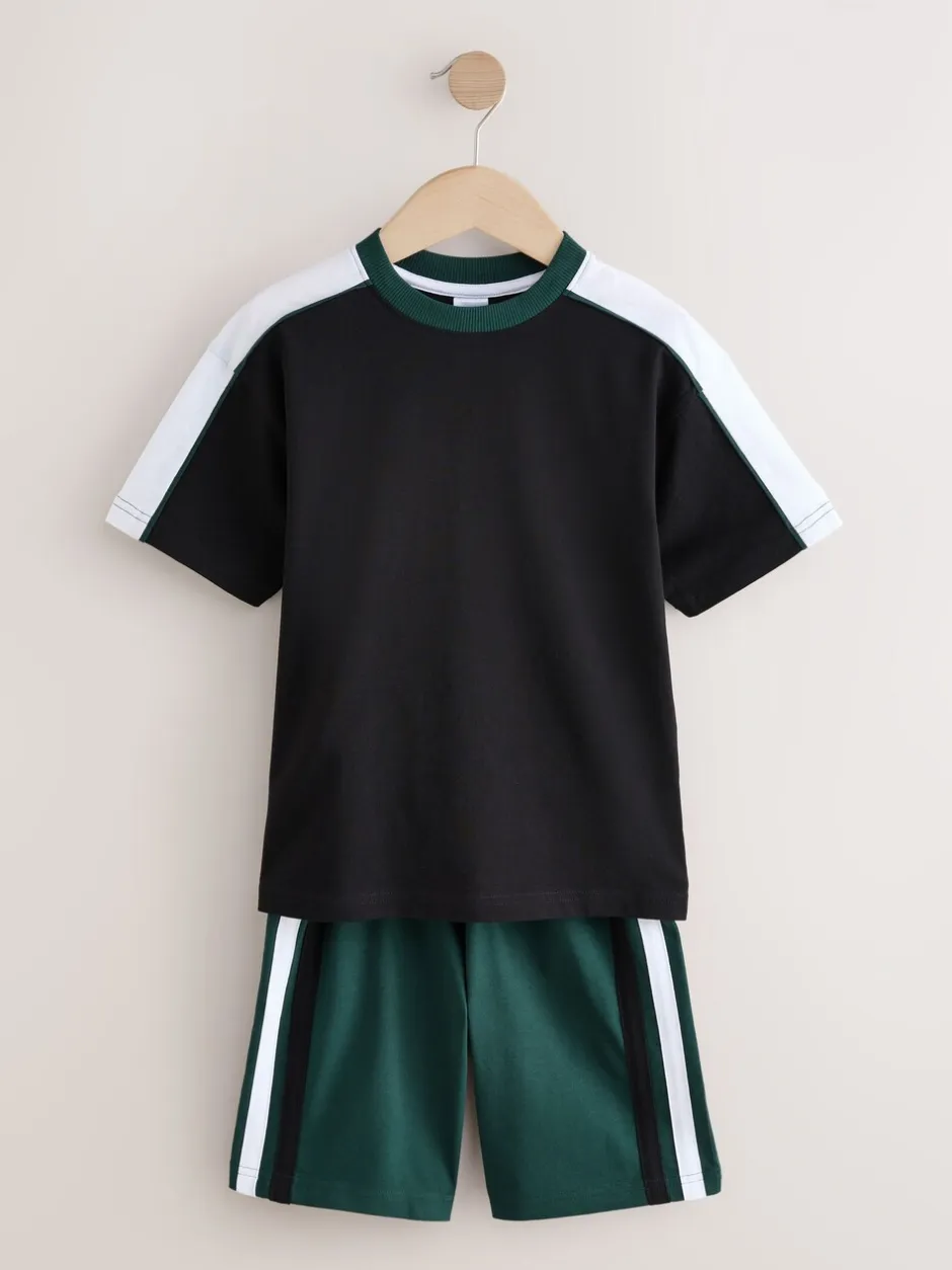 Pyjama's|Next - Set van 3 pyjama's met short (3-16 jr) Zwart/groen
