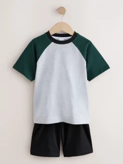 Pyjama's|Next - Set van 3 pyjama's met short (3-16 jr) Zwart/groen