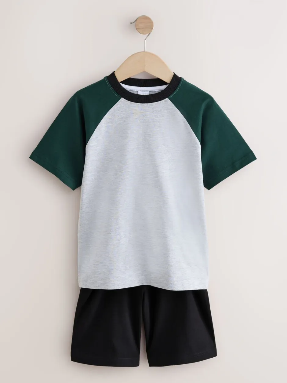 Pyjama's|Next - Set van 3 pyjama's met short (3-16 jr) Zwart/groen