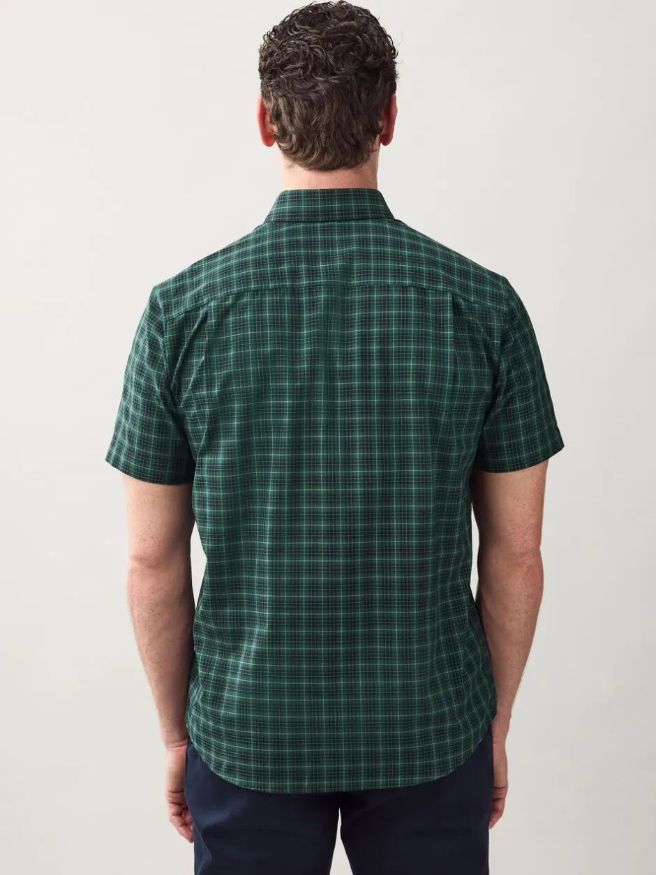 Shirts|Next Zwart/groen mini-ruit - Strijvrij Oxford overhemd met korte mouwen en knopen
