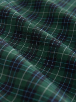 Shirts|Next Zwart/groen mini-ruit - Strijvrij Oxford overhemd met korte mouwen en knopen