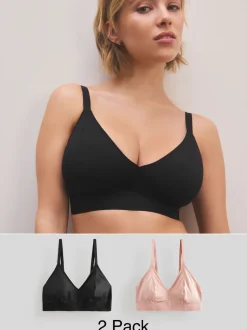 Beha's*Next - DD+ Ultimate Comfort Bralettes zonder beugel 2 verpakking Zwart/huidskleurig