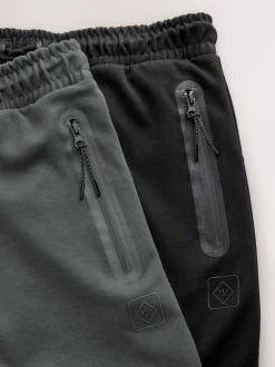 Joggingbroeken|Next Zwart/Leisteen grijs - Interlock Soft Touch 2 Pack Cuffed Joggers