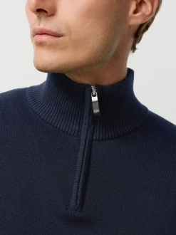 Gebreide Kleding*Next - 100% Cotton Regular Fit Premium Quarter Zip Jumpers 2 Pack Zwart/marineblauw