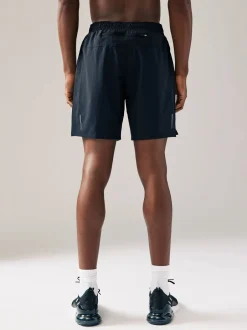 Shorts|Next - 7 inch - Active Gym Sports Shorts 2 Pack Zwart/marineblauw