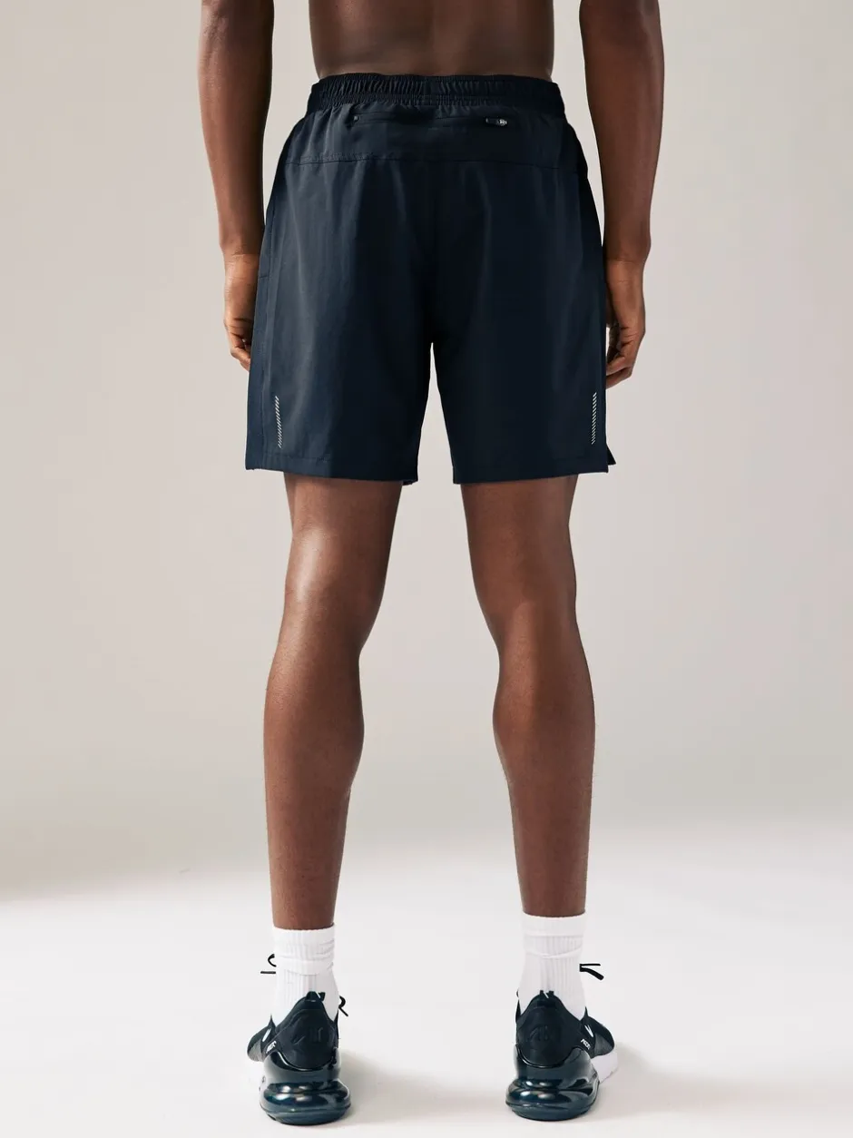 Shorts|Next - 7 inch - Active Gym Sports Shorts 2 Pack Zwart/marineblauw