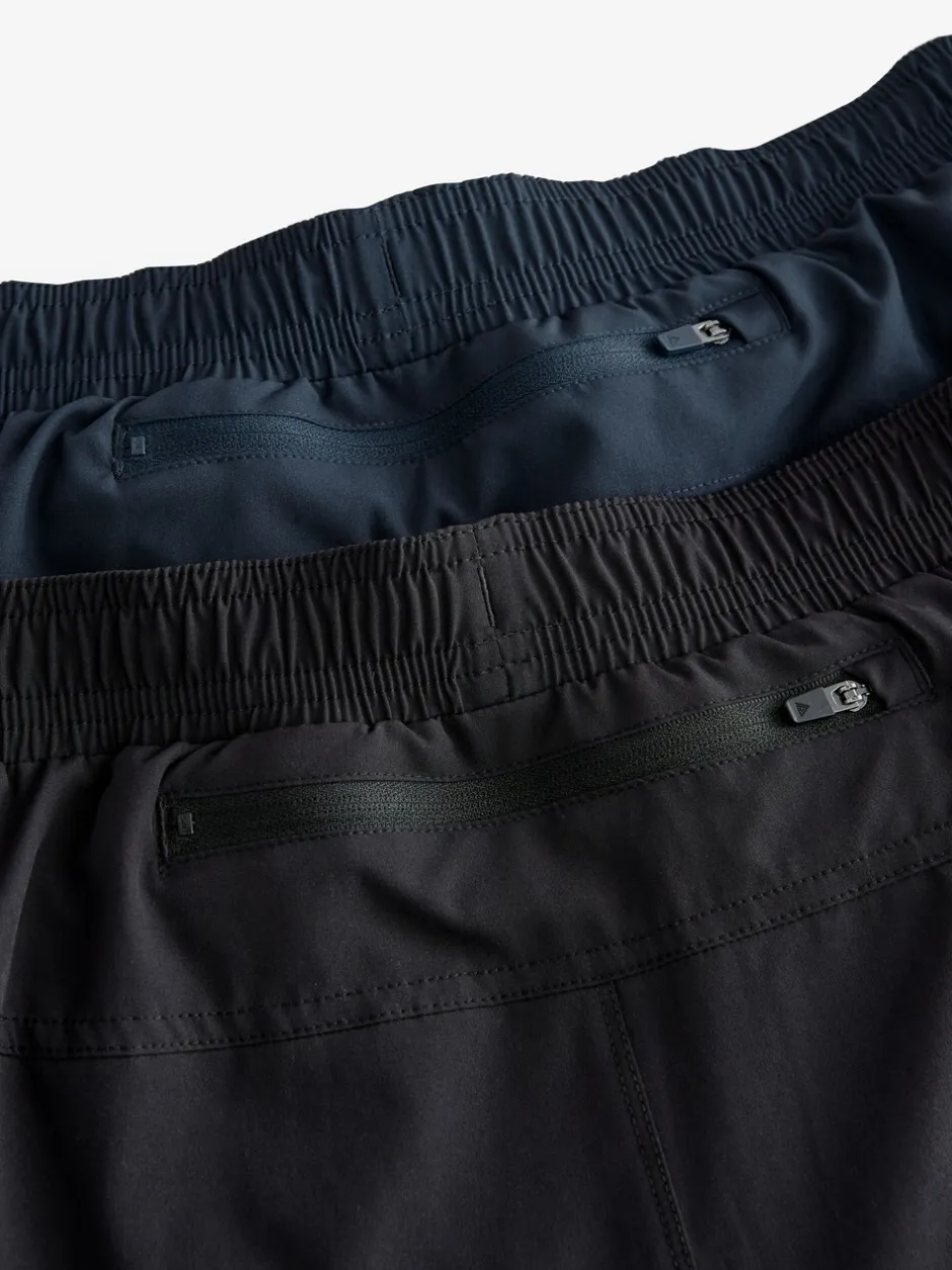 Shorts|Next - 7 inch - Active Gym Sports Shorts 2 Pack Zwart/marineblauw