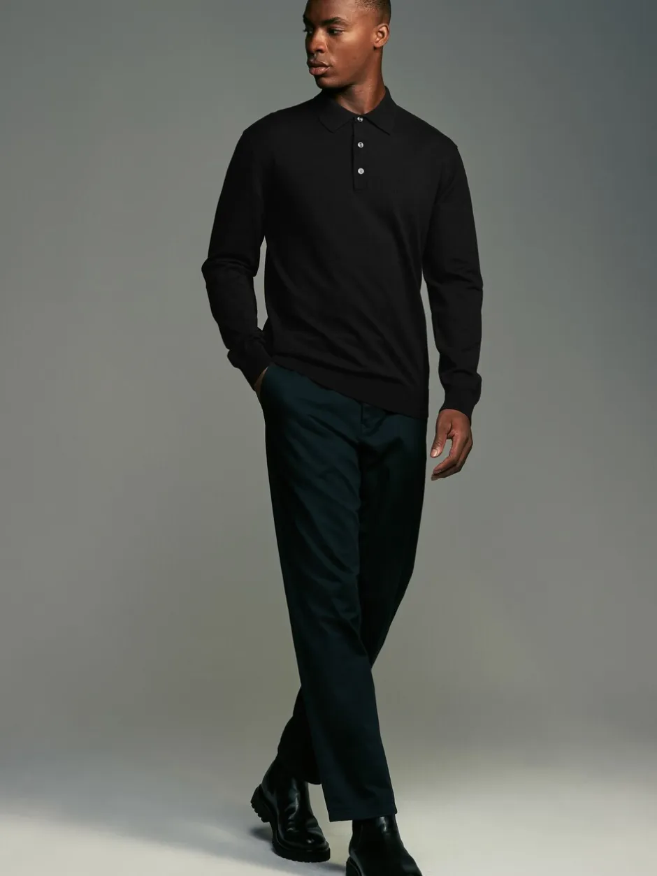 Gebreide Kleding|Poloshirts*Next - Gebreide poloshirts met lange mouwen 2 -pack Zwart/marineblauw