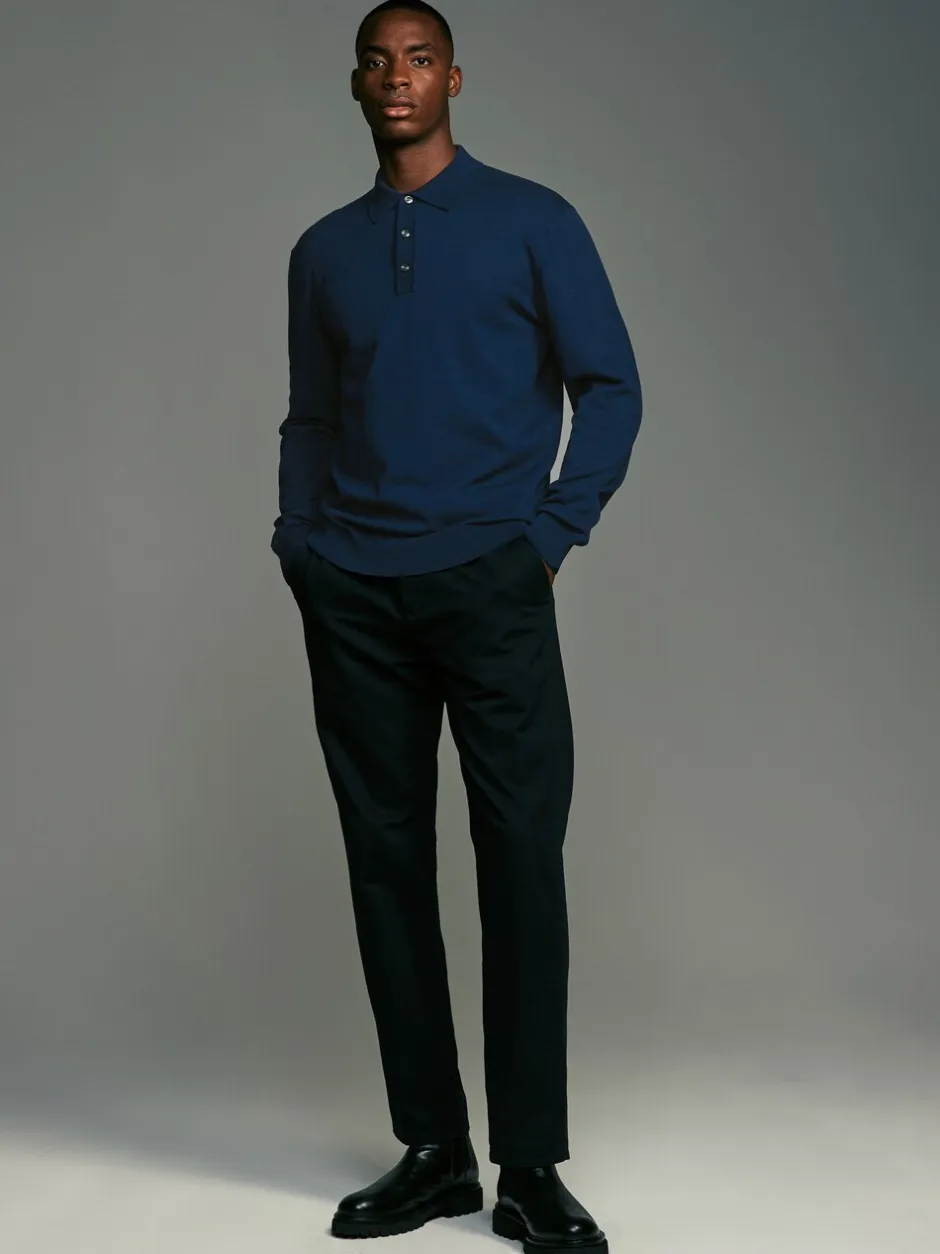 Gebreide Kleding|Poloshirts*Next - Gebreide poloshirts met lange mouwen 2 -pack Zwart/marineblauw