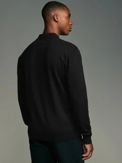 Gebreide Kleding|Poloshirts*Next - Gebreide poloshirts met lange mouwen 2 -pack Zwart/marineblauw