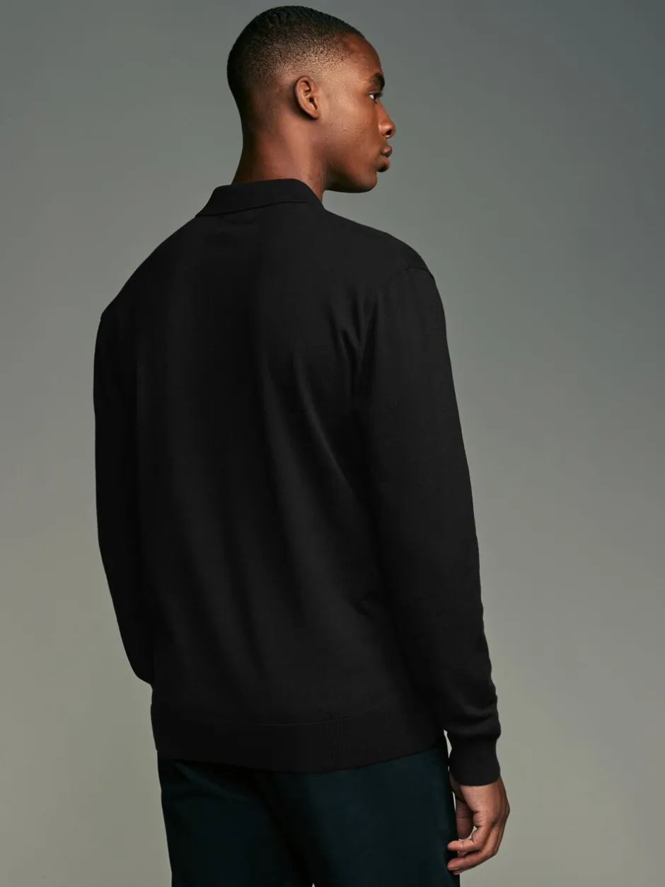 Gebreide Kleding|Poloshirts*Next - Gebreide poloshirts met lange mouwen 2 -pack Zwart/marineblauw