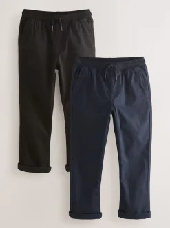 Broeken En Chino's*Next Zwart/marineblauw - Geribbelde taille broek met elastische taille verpakking van 2 (3 - 16 jr)