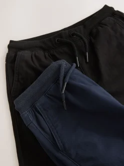 Broeken En Chino's*Next Zwart/marineblauw - Geribbelde taille broek met elastische taille verpakking van 2 (3 - 16 jr)