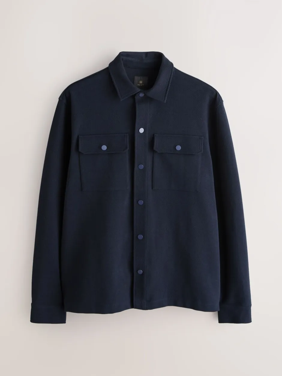 Jassen En Jacks|Shirts|Next - Jersey Twill Popper Shackets 2 Pack Zwart/marineblauw