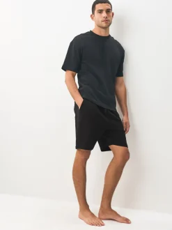 Shorts*Next - Loopback Soft Touch 2 Pack Jogger Shorts Zwart/marineblauw