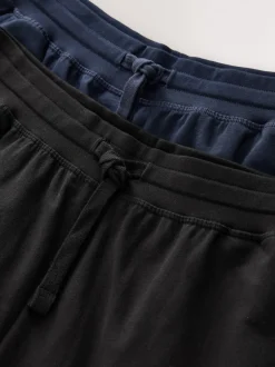 Pyjama's|Loungewear|Next - Met boorden - Loopback Soft Touch 2 Pack Open Joggers Zwart/marineblauw