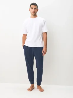 Pyjama's|Loungewear|Next - Met boorden - Loopback Soft Touch 2 Pack Open Joggers Zwart/marineblauw