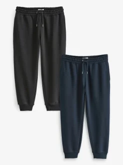 Joggingbroeken*Next - Slim Fit Brushback Heavyweight 2 Pack Joggers Zwart/marineblauw