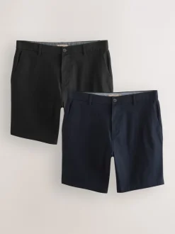 Shorts|Next - Straight fit - Set van 2 chinoshorts met stretch Zwart/marineblauw