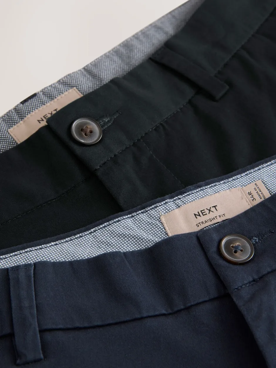 Shorts|Next - Straight fit - Set van 2 chinoshorts met stretch Zwart/marineblauw